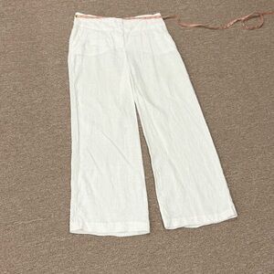 H&M White Wide-Leg Linen Pants